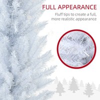 6' Pre Lit Artificial Pencil Christmas Trees, Xmas Tree with Realistic Branches and Warm White LED Lights, White