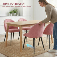 Modern Dining Chairs Set of 4, Upholstered Dining Room Chairs with Metal Legs, Shell Backrest, Padded Seat, Pink