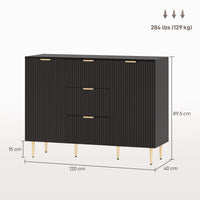 Modern Kitchen Storage Cabinet, Sideboard Buffet Cabinet w/ 3 Drawers and Adjustable Shelves for Kitchen Hallway, Black