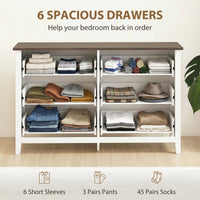 Wide Dresser for Bedroom with 6 Drawers Storage Chest of Drawers for Living Room, Closet, Laundry, Entryway