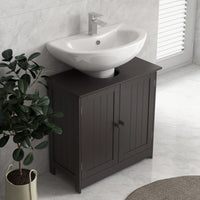 Bathroom Vanity, 24" Pedestal Sink Bathroom Vanity Furniture with 2 Doors and Shelf, Coffee