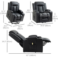 Power Lift Recliner Chair for Elderly, PU Leather Electric Recliner Chair with Footrest, Remote Control, Side Pockets and Cup Holders for Living Room, Black