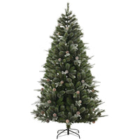 HOMCM 7FT Artificial Christmas Snow Pine Tree Holiday Home Xmas Decoration with Automatic Open, Pinecone, Green