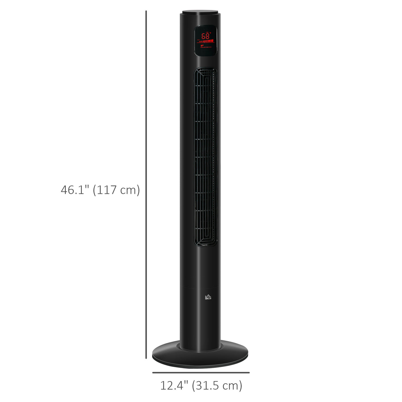 Freestanding Tower Fan Cooling for Home Bedroom with Oscillating, 3 Speed, 12h Timer, LED Sensor Panel, Remote Controller, Black