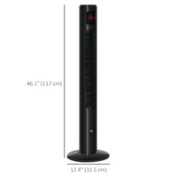 Freestanding Tower Fan Cooling for Home Bedroom with Oscillating, 3 Speed, 12h Timer, LED Sensor Panel, Remote Controller, Black