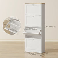Modern Shoe Storage Cabinet with 4 Flip Drawers and Adjustable Shelves, Shoe Cabinet for 18-24 Pairs of Shoes, White