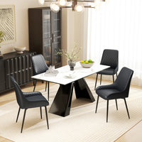 Upholstered Kitchen Chairs, Modern Dining Chairs Set of 2 with Diamond Tufting and Steel Legs for Dining Room, Black