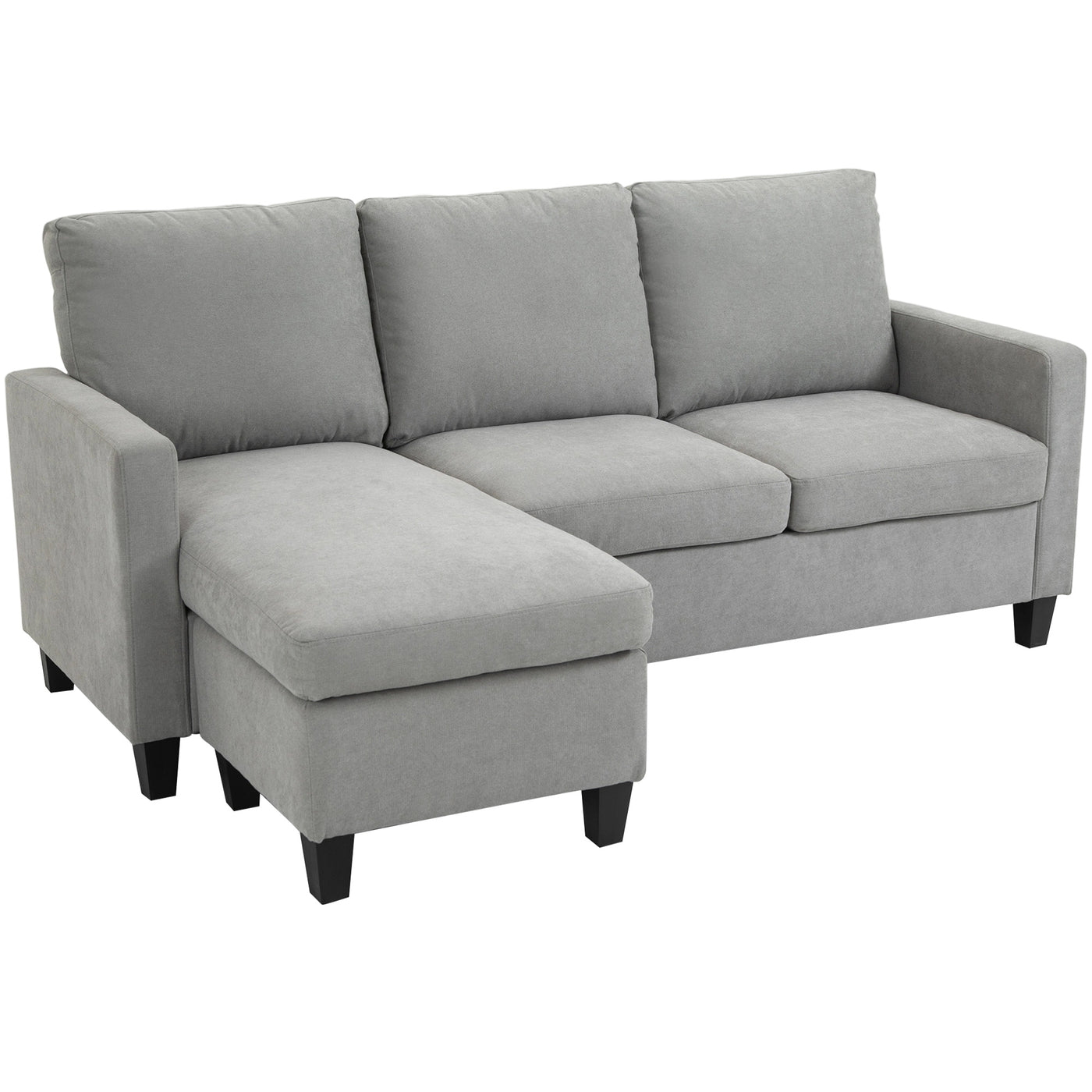 L-Shape Sofa, Modern Sectional Couch with Ottoman, Corner Sofa for Living Room, Light Grey