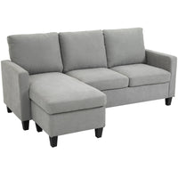 L-Shape Sofa, Modern Sectional Couch with Ottoman, Corner Sofa for Living Room, Light Grey