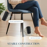 Dining Chairs Set of 4, Upholstered Dining Room Chairs with Steel Legs, Modern Kitchen Chair for Dining Room, Light Blue