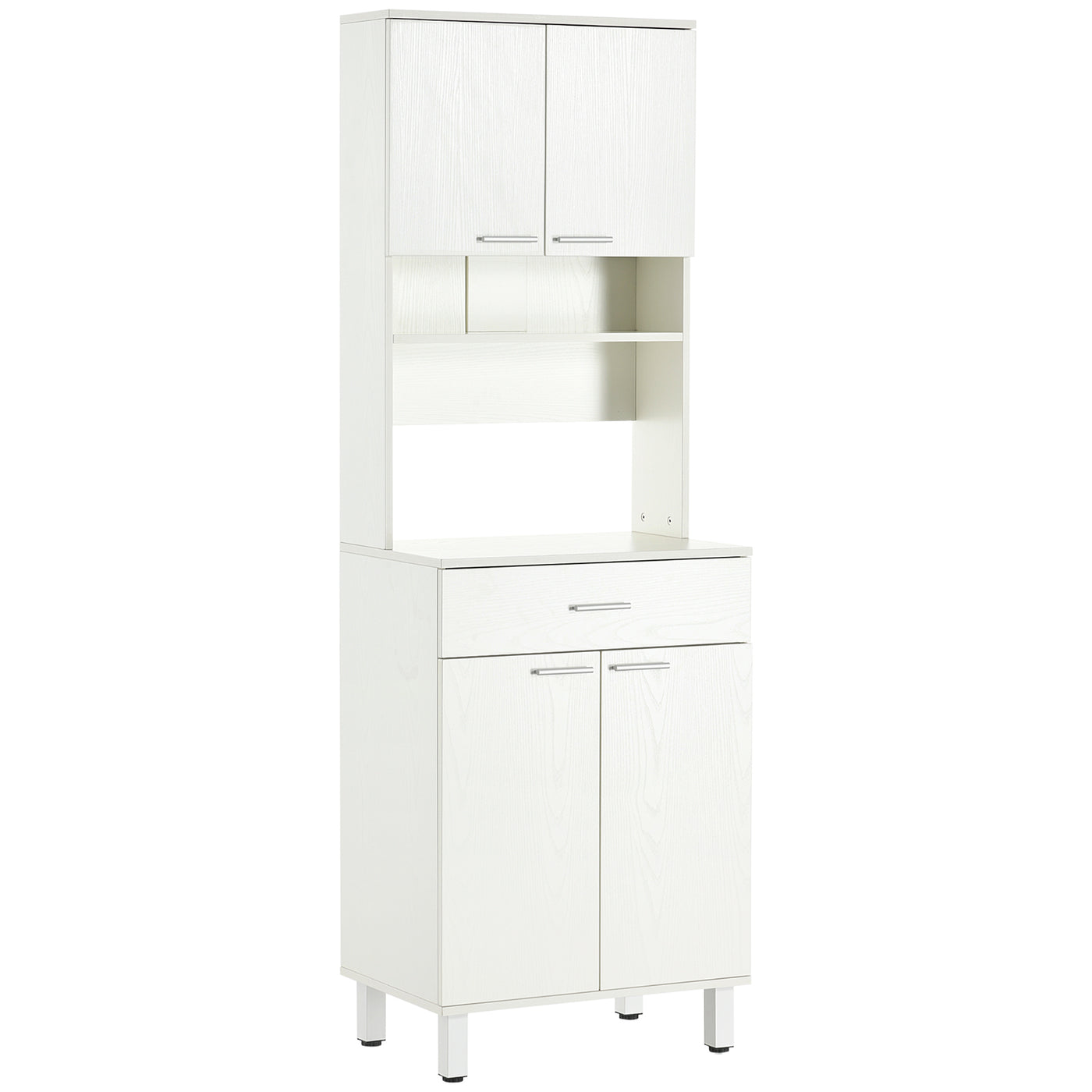 71"H Freestanding Kitchen Pantry, Buffet Cabinet with Hutch, Storage Cabinet with Drawer, Doors and Microwave Stand, White