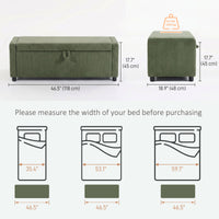 Storage Ottoman, Upholstered Corduroy End of Bed Bench with Thick Padding, Storage Bench for Bedroom, Dark Green