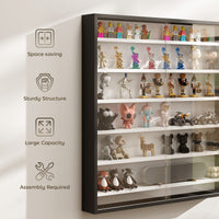 7-Tier Display Cabinet, Shot Glass Display Case, Glass Curio Cabinet with Glass Doors, Black and White