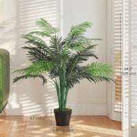 4FT Artificial Palm Tree Set of 2, Fake Tropical Tree with Lifelike Leaves, Faux Plant in Pot for Indoor Decoration, Green
