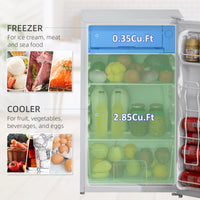 Compact Refrigerator, Mini Fridge with Freezer, Adjustable Shelf, Mechanical Thermostat and Reversible Door, White