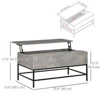 Lift Top Coffee Table with Hidden Storage Compartment Lift Tabletop Center Table for Living Room, Grey