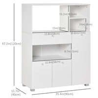 Compact Kitchen Pantry Cabinet Server Hutch Storage Buffet with Microwave Oven Stand Drawer and Shelves, White