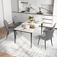 Upholstered Kitchen Chairs, Modern Dining Chairs Set of 4 with Diamond Tufting and Steel Legs for Dining Room, Grey