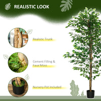 Set of 2 6ft Artificial Trees Ficus, Indoor Fake Plants with Pot, for Home Decor