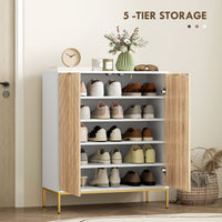 Shoe Storage Cabinet for 15 Pairs, Freestanding Shoe Cabinet with Doors and Adjustable Shelves for Hallway, White