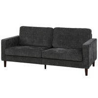 3 Seater Sofa Upholstered with Padded Cushion Modern Button Tufted Couch with Wood Legs, Dark Grey