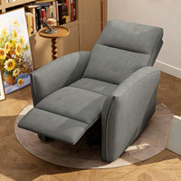 Power Recliner Chair, Dyed Fabric (Like Leathaire) Upholstered Recliner Chair with USB Ports, Footrest, Grey