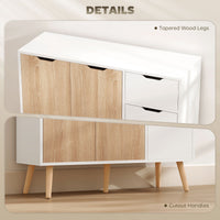 35" Sideboard Storage Cabinet with Drawer, White and Nature Wood