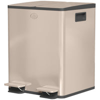 Garbage Bin, Soft-Close Trash Can with Foot Pedal, 2x5 Gal (2x20 L) Garbage Can with Removable Inner Buckets, Gold