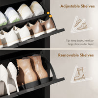 Shoe Storage Cabinet with 3 Flip Drawers and Adjustable Shelves for 12-18 Pairs of Shoes, Black