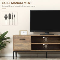 TV Stand for TV up to 50 Inches, TV Cabinet with Door, Open Storage and Drawers, TV Table with Steel Legs, Coffee