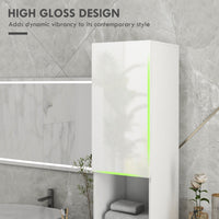 Tall Bathroom Cabinet, High Gloss Storage Cabinet with Doors and Adjustable Shelves, 11.8" x 11.8" x 71.5", White