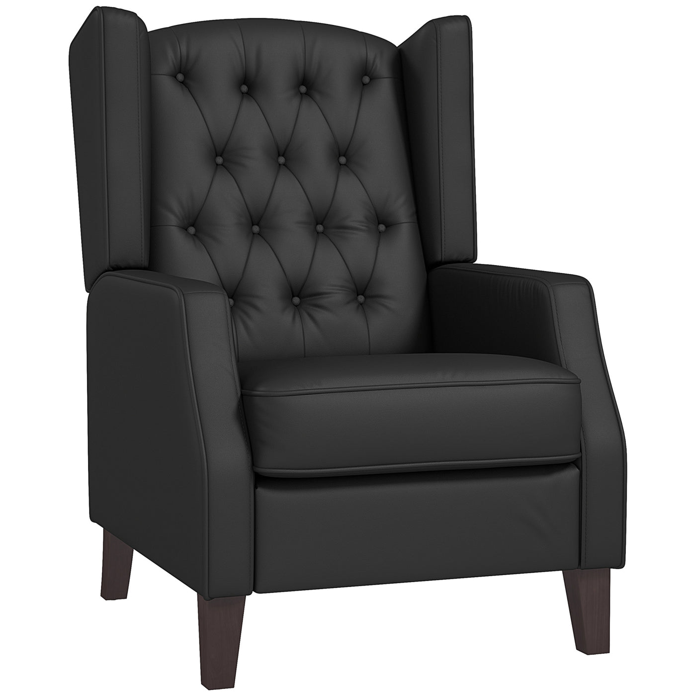 Faux Leather Armchair, Modern Accent Chair with Thick Padding for Living Room, Bedroom, Home Office, Black