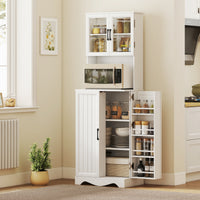 71" Kitchen Pantry Cabinet, Freestanding Kitchen Hutch with 8 Door Shelves, Adjustable Shelf and Acrylic Doors, White