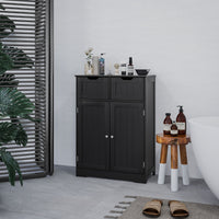 Bathroom Cabinet, Bathroom Storage Cabinet with 2 Drawers, Adjustable Shelf for Living Room, Entryway, Black
