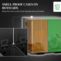 Garbage Bin, Soft-Close Trash Can with Foot Pedal, 2x4 Gallon (2x15 L) Garbage Can with Removable Inner Buckets, Black