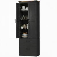 67" Tall Kitchen Pantry Storage Cabinet, Kitchen Pantry Cabinet with Doors, Drawers and Adjustable Shelves, Black