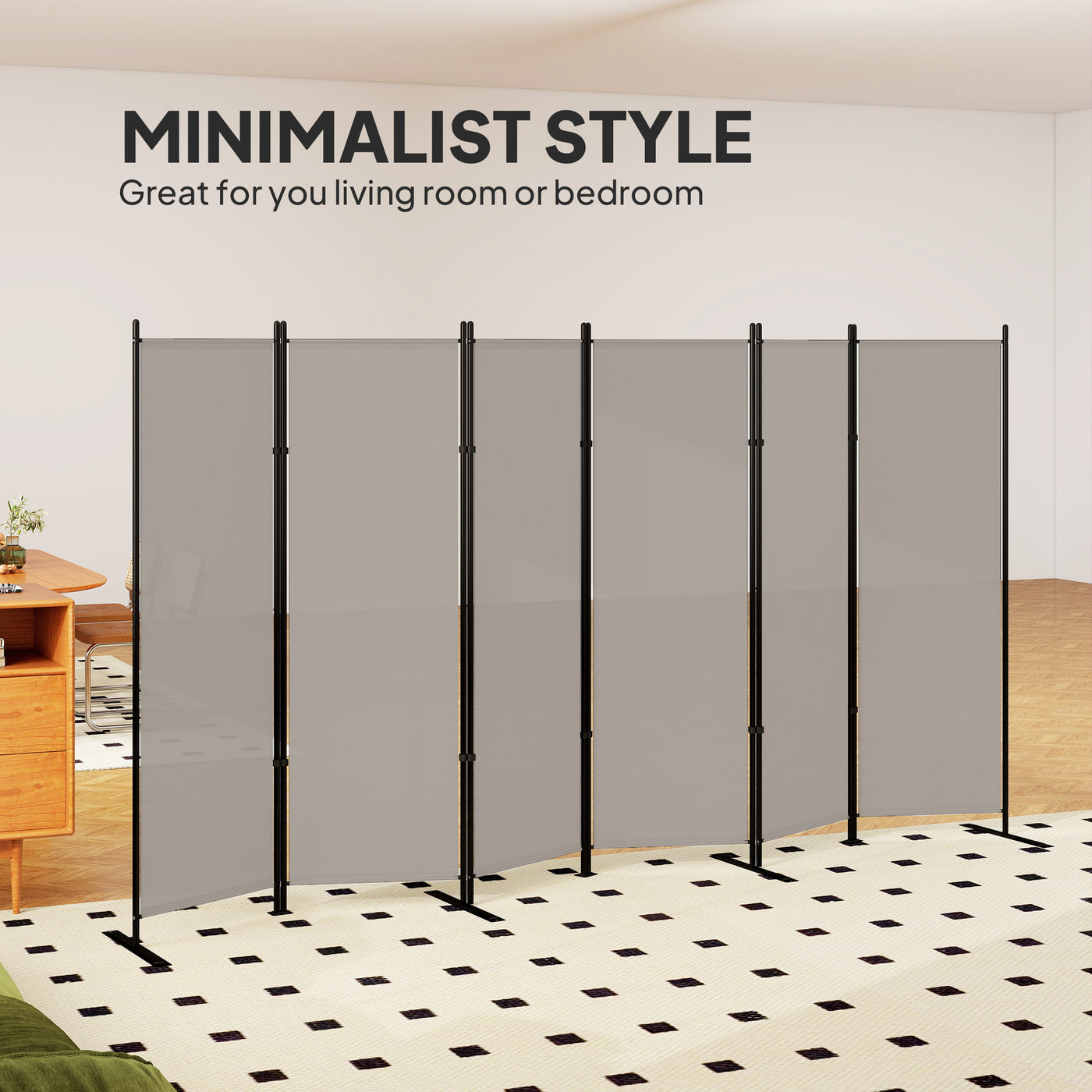 6 Panel Room Divider, 6 Ft Folding Privacy Screen, Portable Freestanding Partition Wall Divider, Beige