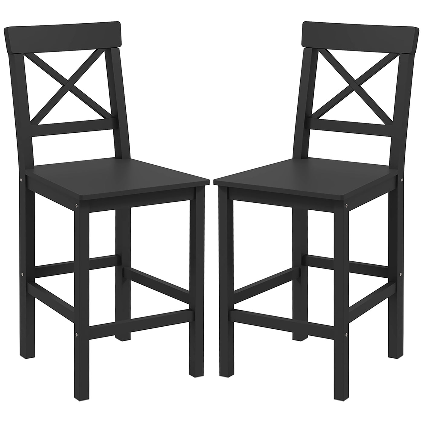Counter Height Stools Set of 2, Farmhouse Bar Stools with Backs, Solid Wood Counter Stools for Kitchen Island