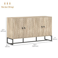 Sideboard Buffet Cabinet with 2 Adjustable Shelves and Steel Base, TV Stand, Coffee Bar Cabinet for Living Room, Oak