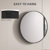 36" Round Mirror, Bathroom Wall Mirror with Metal Frame, Decorative Vanity Mirror for Living Room, Bedroom, Black