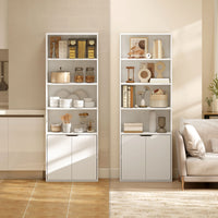 4-Tier Open Bookshelf with Doors Modern Home Office Bookcase Storage Cabinet for Living Room Bathroom Study, White