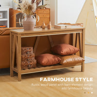 52" Console Table, Farmhouse Narrow Entryway Table with Storage Shelf, Rustic Sofa Table with Anti-tipper for Living Room and Hallway, Brown