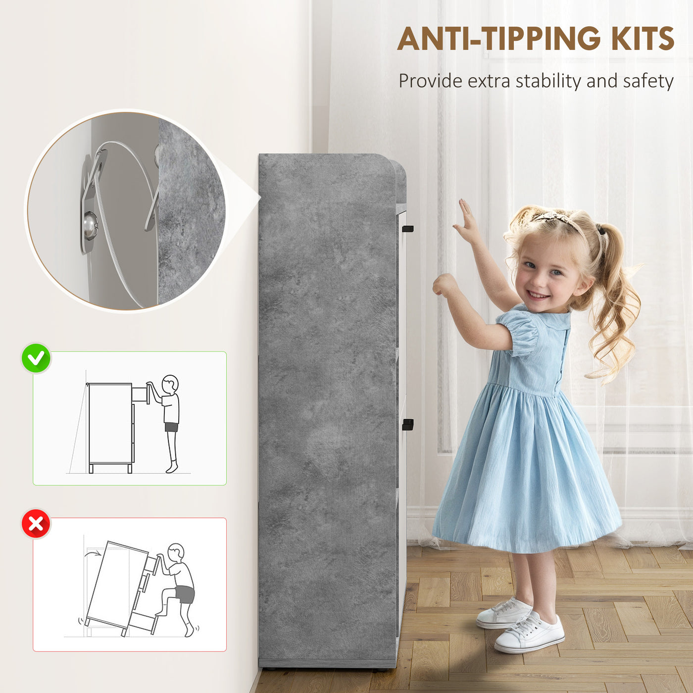 Shoe Cabinet with 2 Flip Drawers, 3 Side Compartments, Adjustable Shelves, 8-12 Pairs for Entryway Hallway, Grey