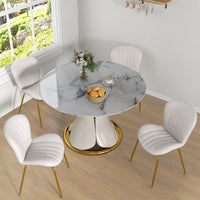 Dining Chairs Set of 4, Modern Accent Chair with Cushioned Backrest, Upholstery for Living Room, Cream White