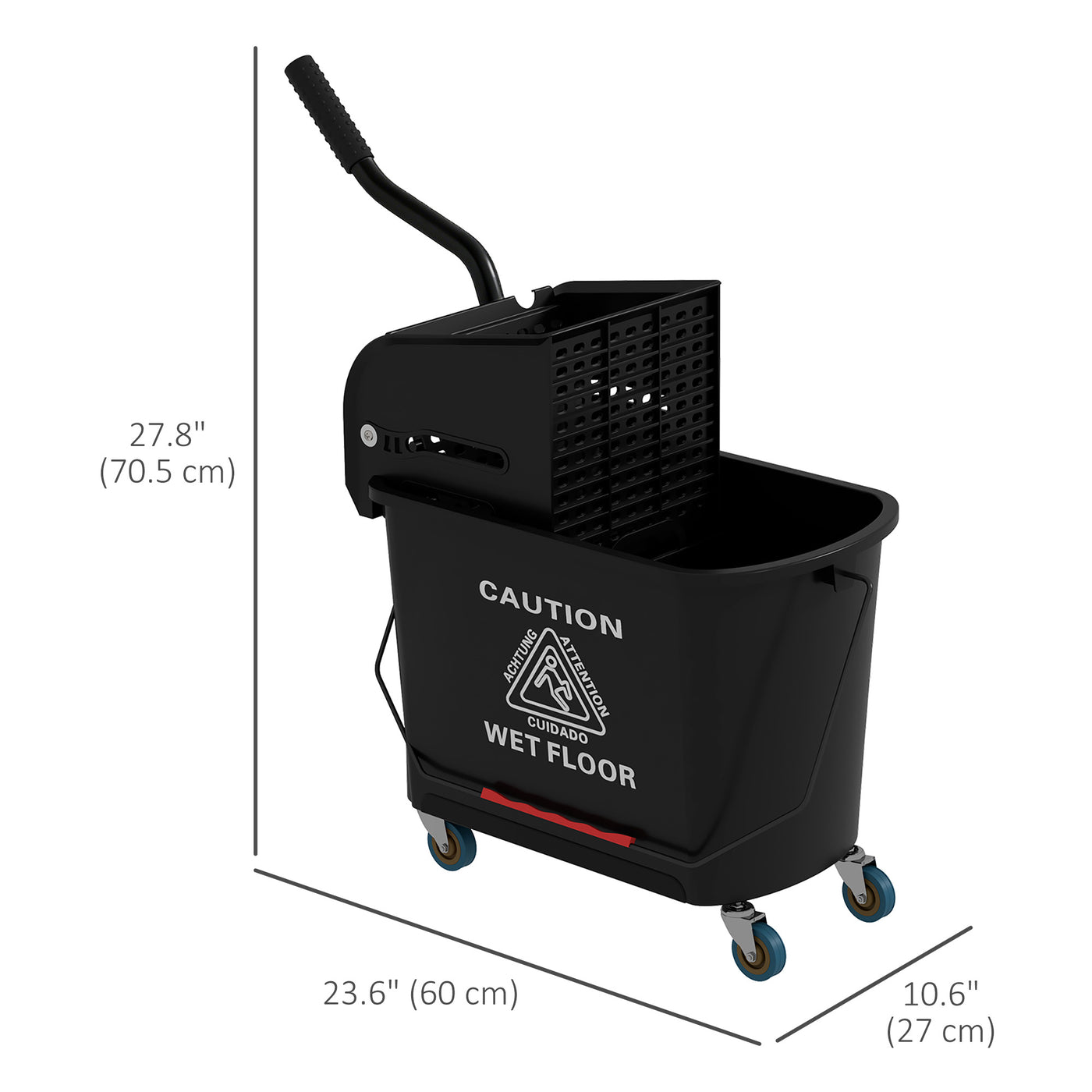 Compact Mop Bucket with Wringer, Mop Bucket on Wheels, 5 Gallon, Separate Dirty and Clean Water, Black