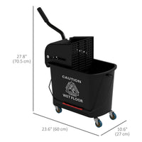 Compact Mop Bucket with Wringer, Mop Bucket on Wheels, 5 Gallon, Separate Dirty and Clean Water, Black