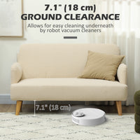 Velvet Feel Fabric 2 Seater Sofa, Small Sofa Loveseat with 8.3" Thick Padding and Wood Legs, Cream White