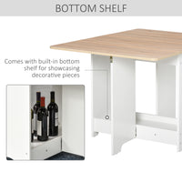 Foldable Dining Table, Folding Table with Storage Shelf, Drop-Leaf Kitchen Table for Dining Room, Oak