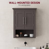 Bathroom Wall Cabinet, Medicine Cabinet, Toilet Storage Cabinet with Shelf for Living Room and Entryway, Brown