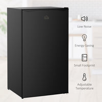 Compact Refrigerator, Mini Fridge with Freezer, Adjustable Shelf, Mechanical Thermostat and Reversible Door, Black